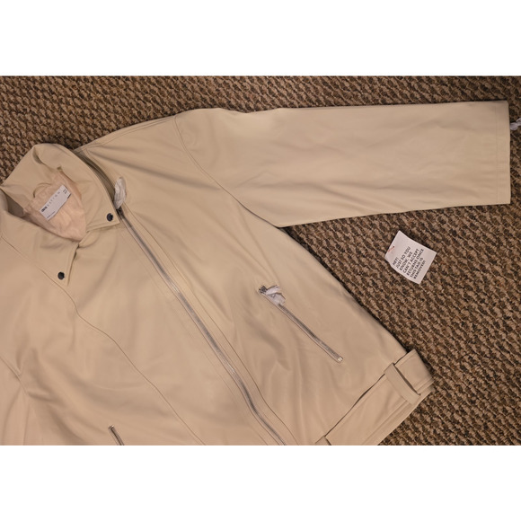 ASOS DESIGN longline oversized faux leather biker jacket in ecru Size 14 - Picture 8 of 15